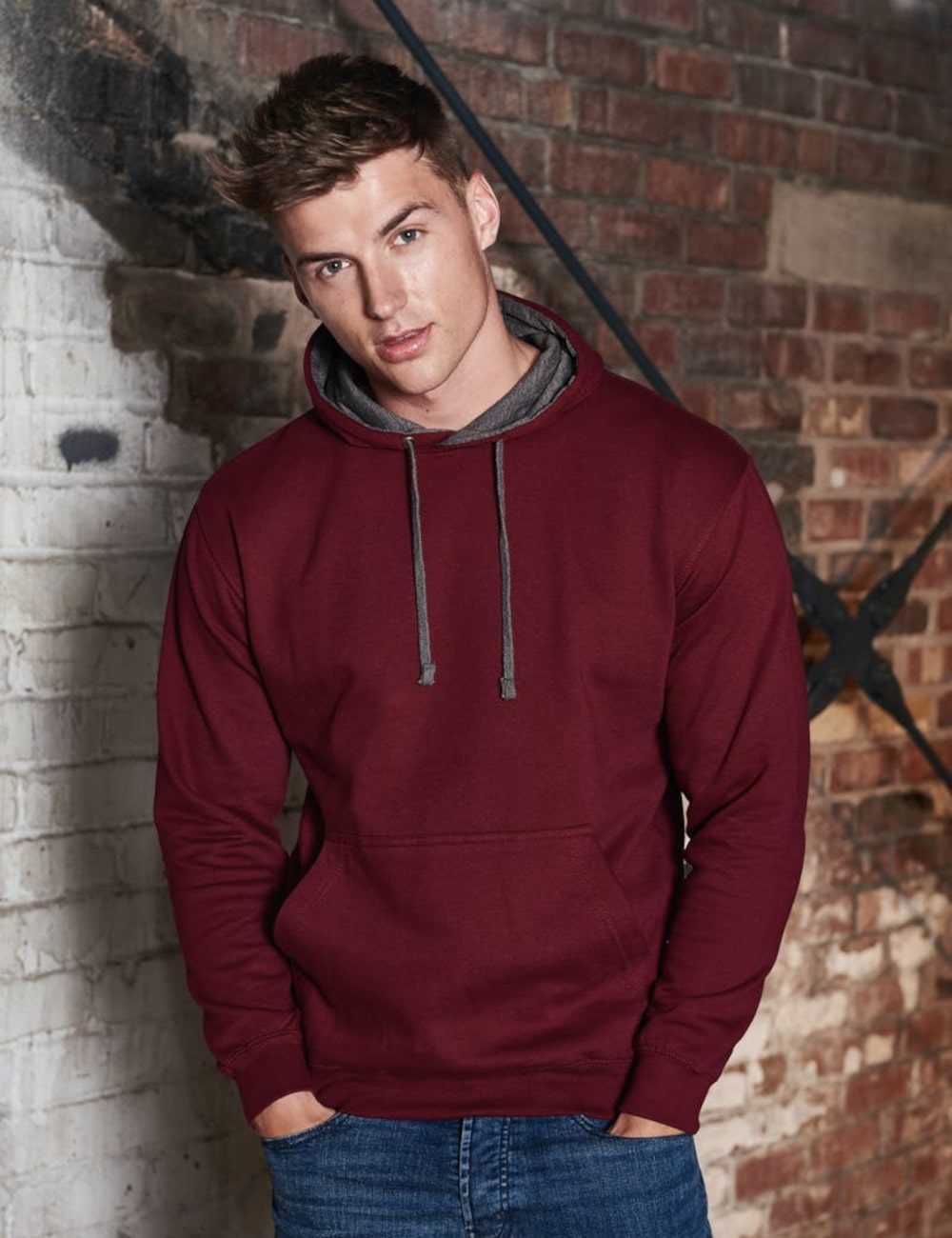 JUST HOODS Bluza męska Kangurka Varsity Hoodie 4 JUST HOODS Bluza męska Kangurka Varsity Hoodie